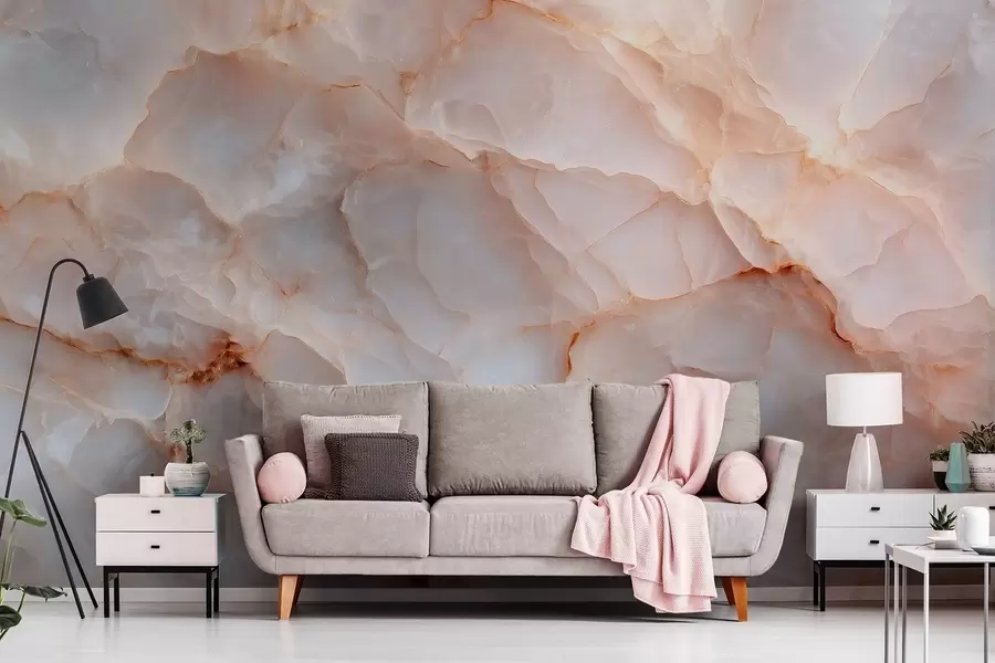 zidne murale Luksuzna imitacija mramora u bež-sivim tonovima s efektom svjetlucanja w09412