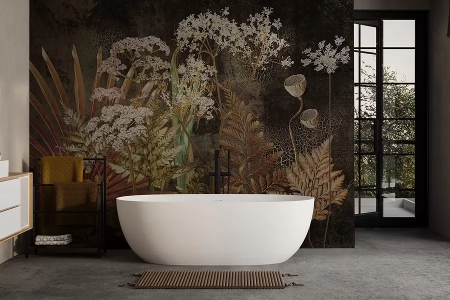 zidne murale Herbarij na tamnoj pozadini w09323