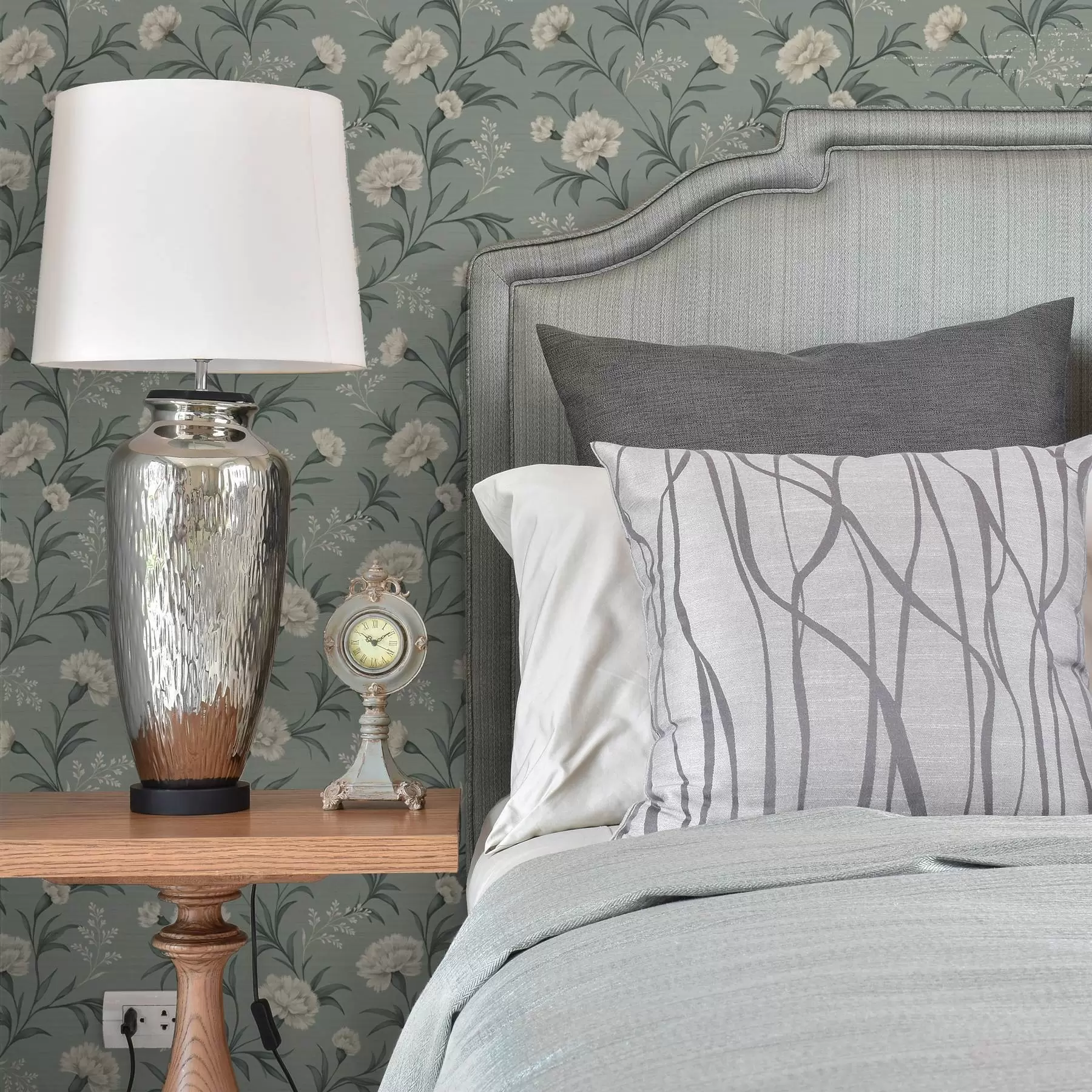 zidne murale Puderasti karanfili na sivo-tirkiznoj pozadini, profinjeni print a00610