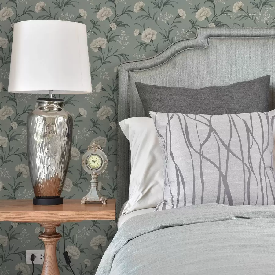 zidne murale Puderasti karanfili na sivo-tirkiznoj pozadini, profinjeni print a00610