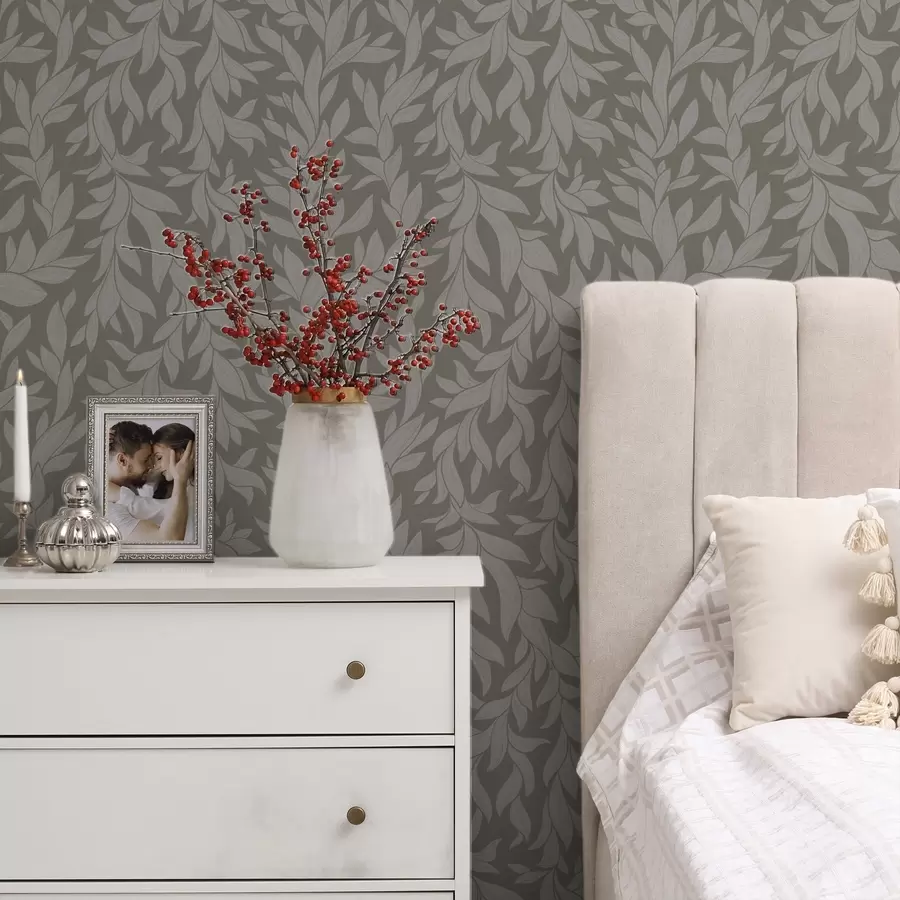 zidne murale Maslinasta pozadina s lišćem jorgovana, linearna tekstura a00616v1