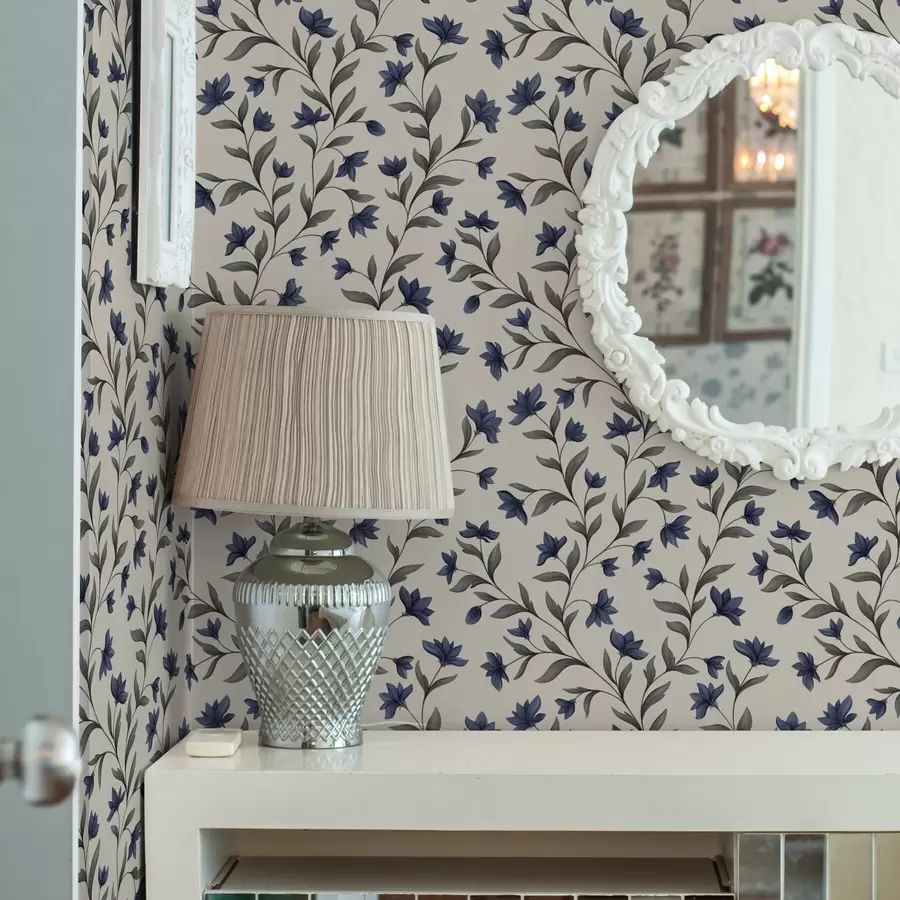 zidne murale Zvončići i sivo zelenilo na svijetloj pozadini a00622v1