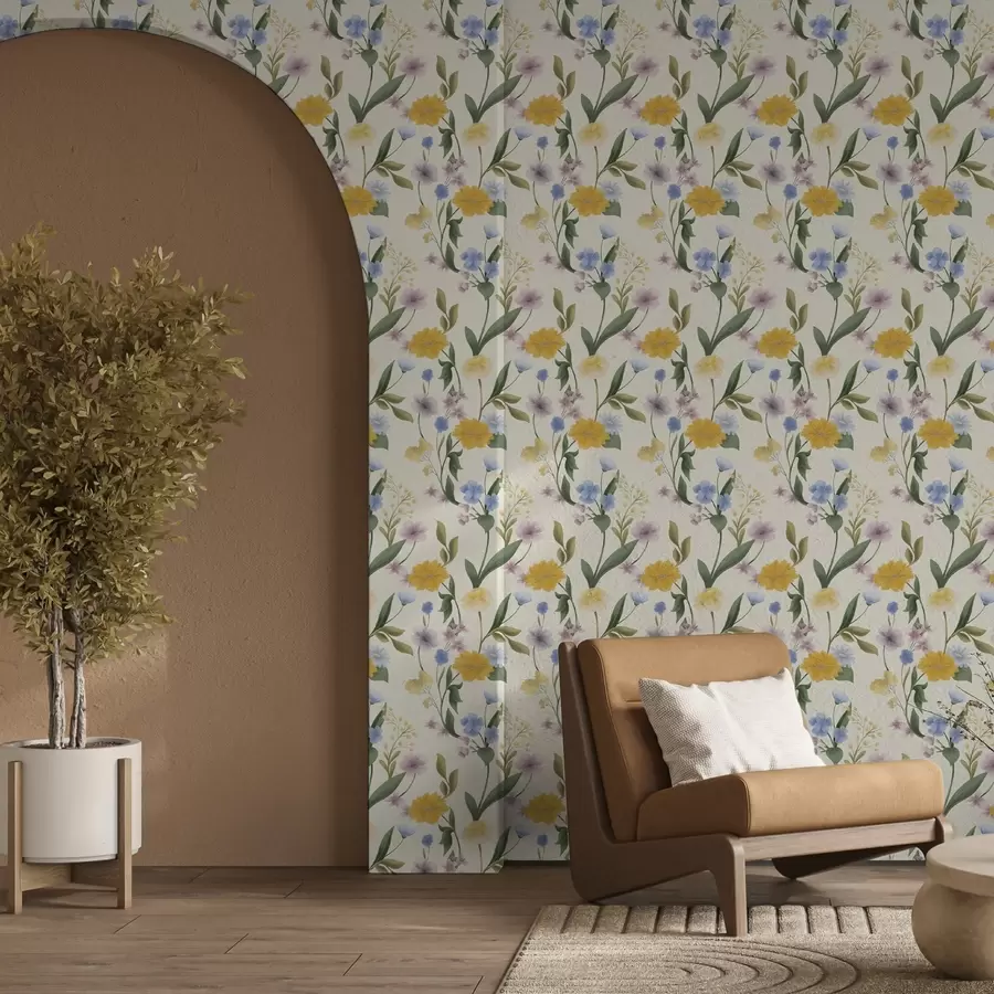 zidne murale Nježna mješavina divljeg cvijeća u pastelnim tonovima a00624