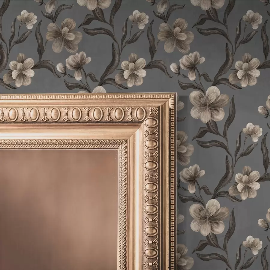 zidne murale Bež cvijeće na grafitno sivoj pozadini a00626v4