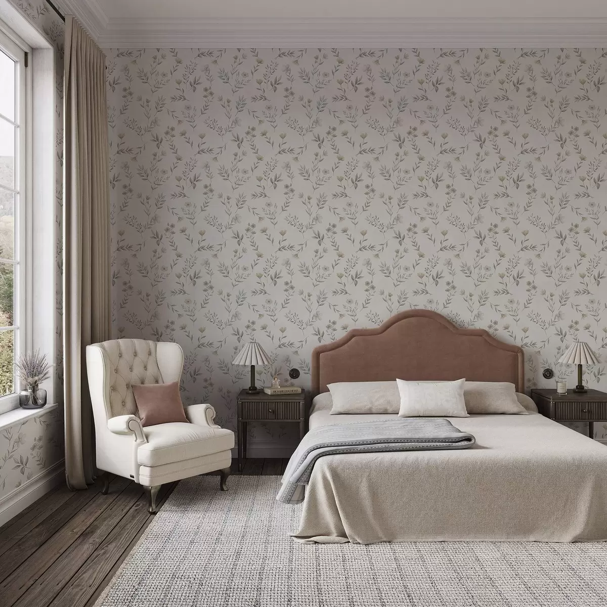 Pozadina Male akvarelne grančice i cvijeće na svijetloj pozadini a00665