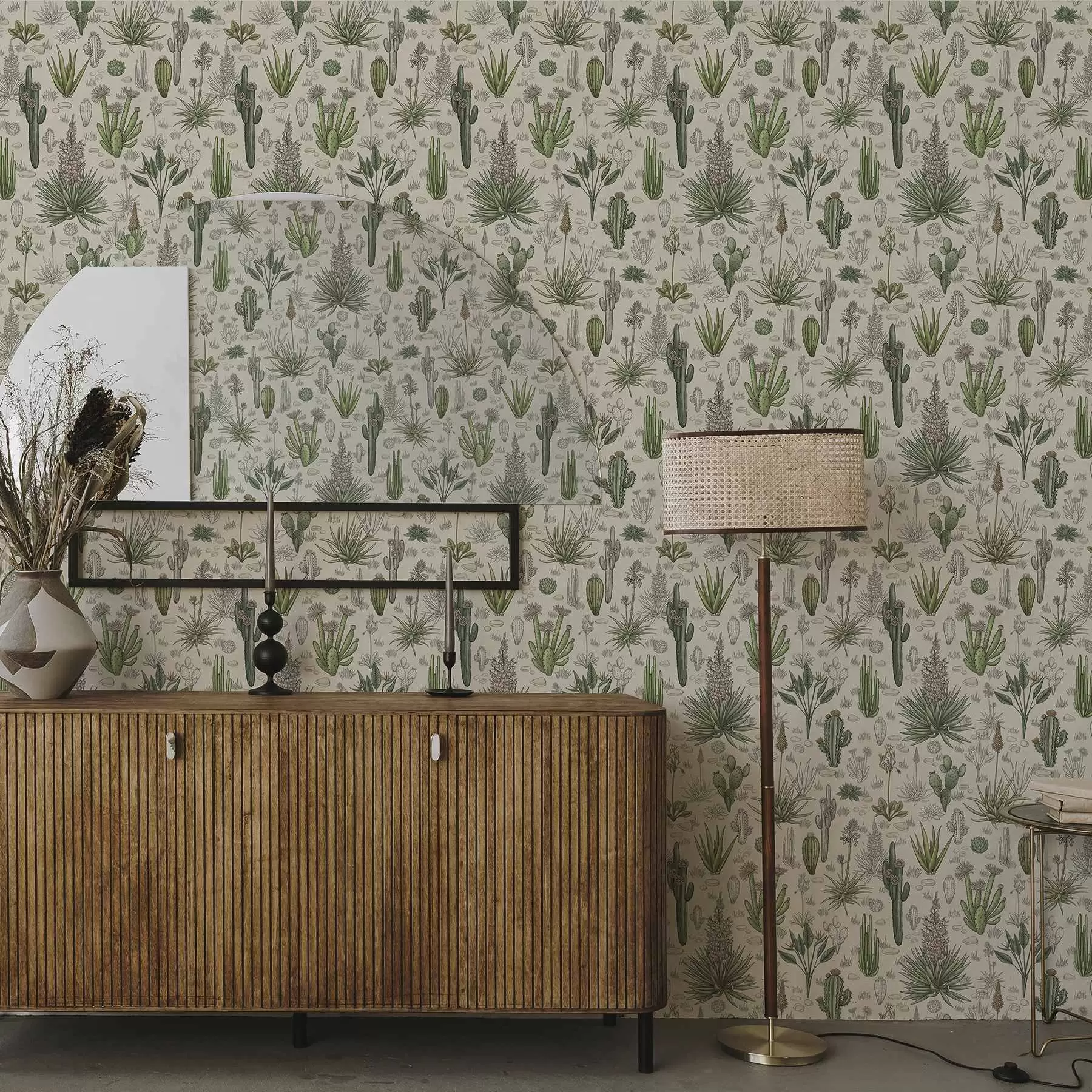 zidne murale Kaktusi i sukulenti na toploj pozadini, detaljan otisak a00666