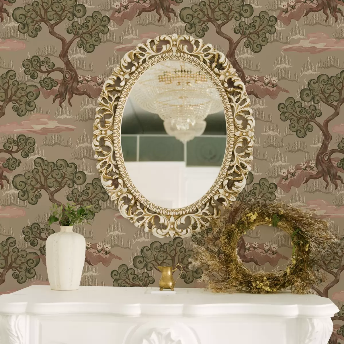 Pozadina Istočni krajolik s hirovitim drvećem na pješčanoj pozadini a00715