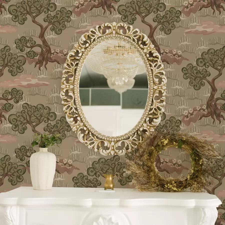 zidne murale Istočni krajolik s hirovitim drvećem na pješčanoj pozadini a00715