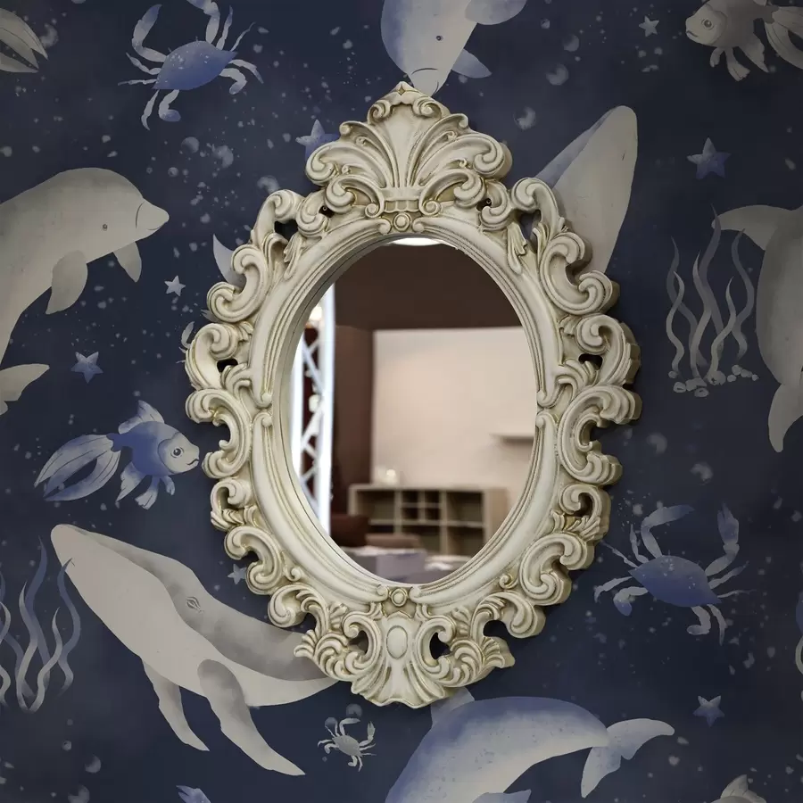 zidne murale Morski kitovi, dupini i rakovi na tamnoplavoj pozadini a00720