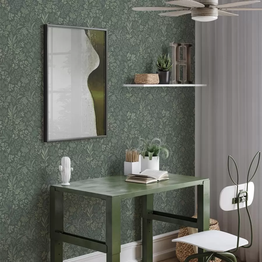 zidne murale Smaragdne trave i bobice, fini botanički uzorak a00740