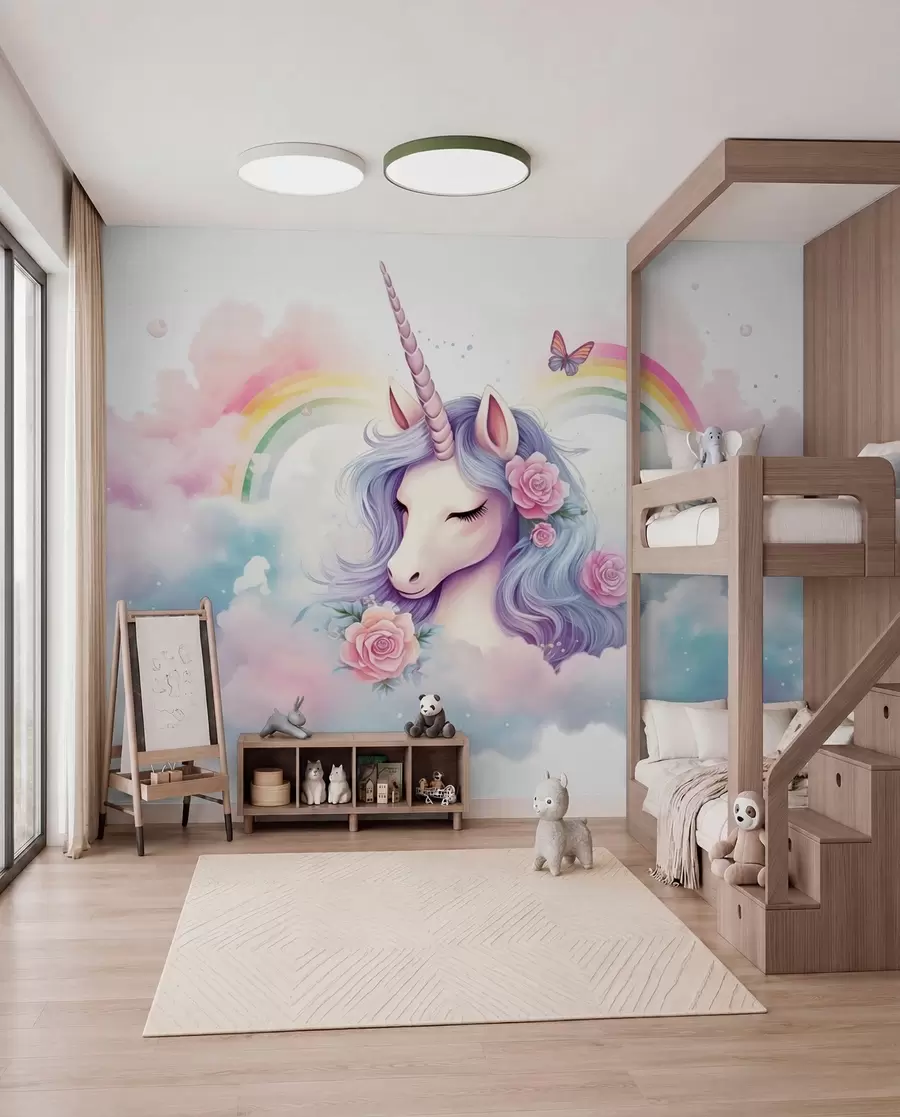 zidne murale Jednorog i duga w03990