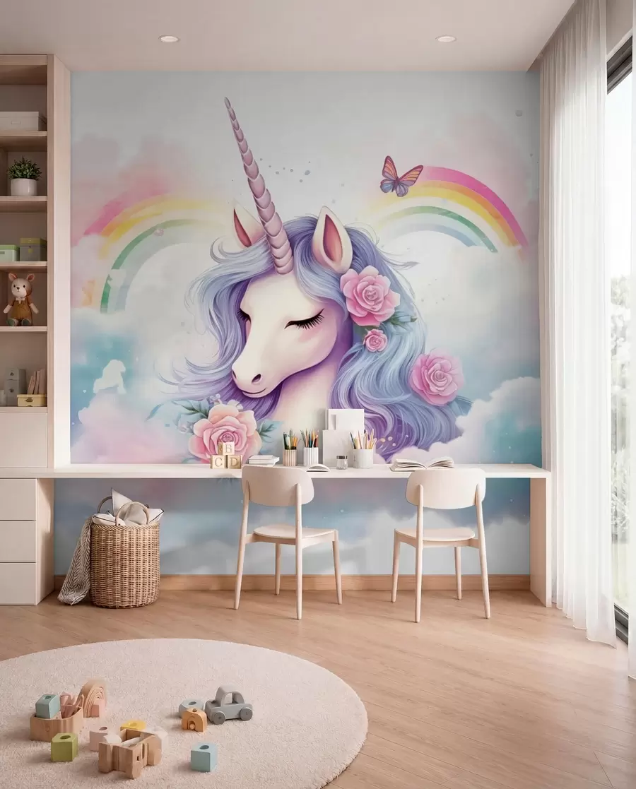 zidne murale Jednorog i duga w03990