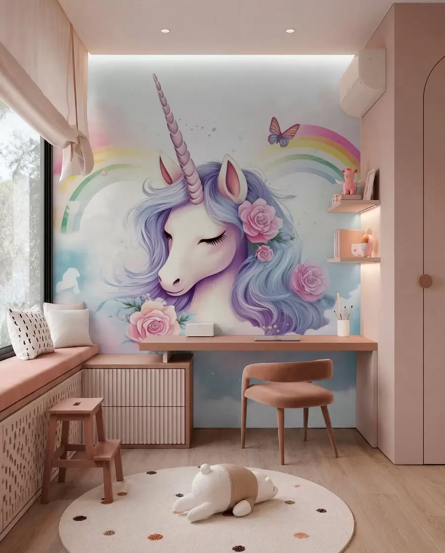 zidne murale Jednorog i duga w03990