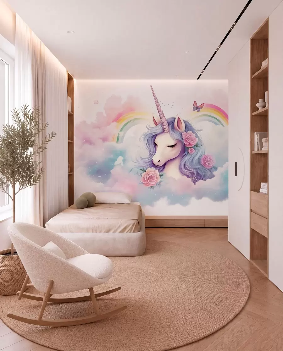 zidne murale Jednorog i duga w03990