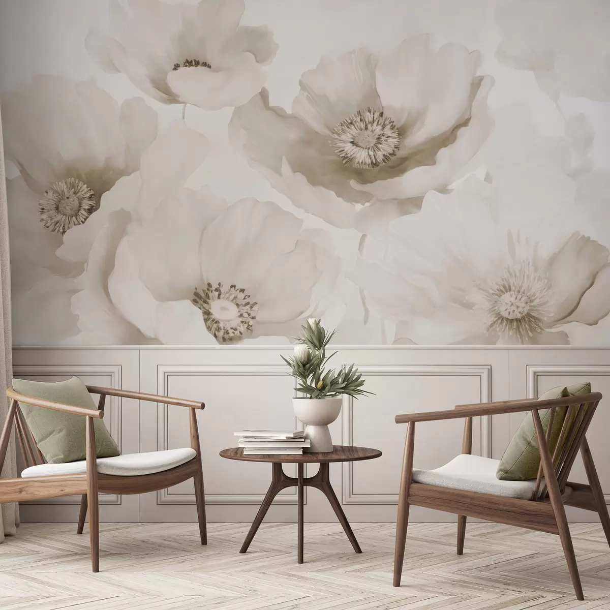 zidne murale Makovi nijanse bež w04656v1