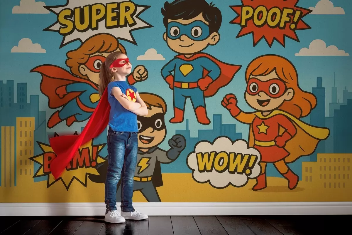 zidne murale smiješni superheroji u stilu stripova w04625