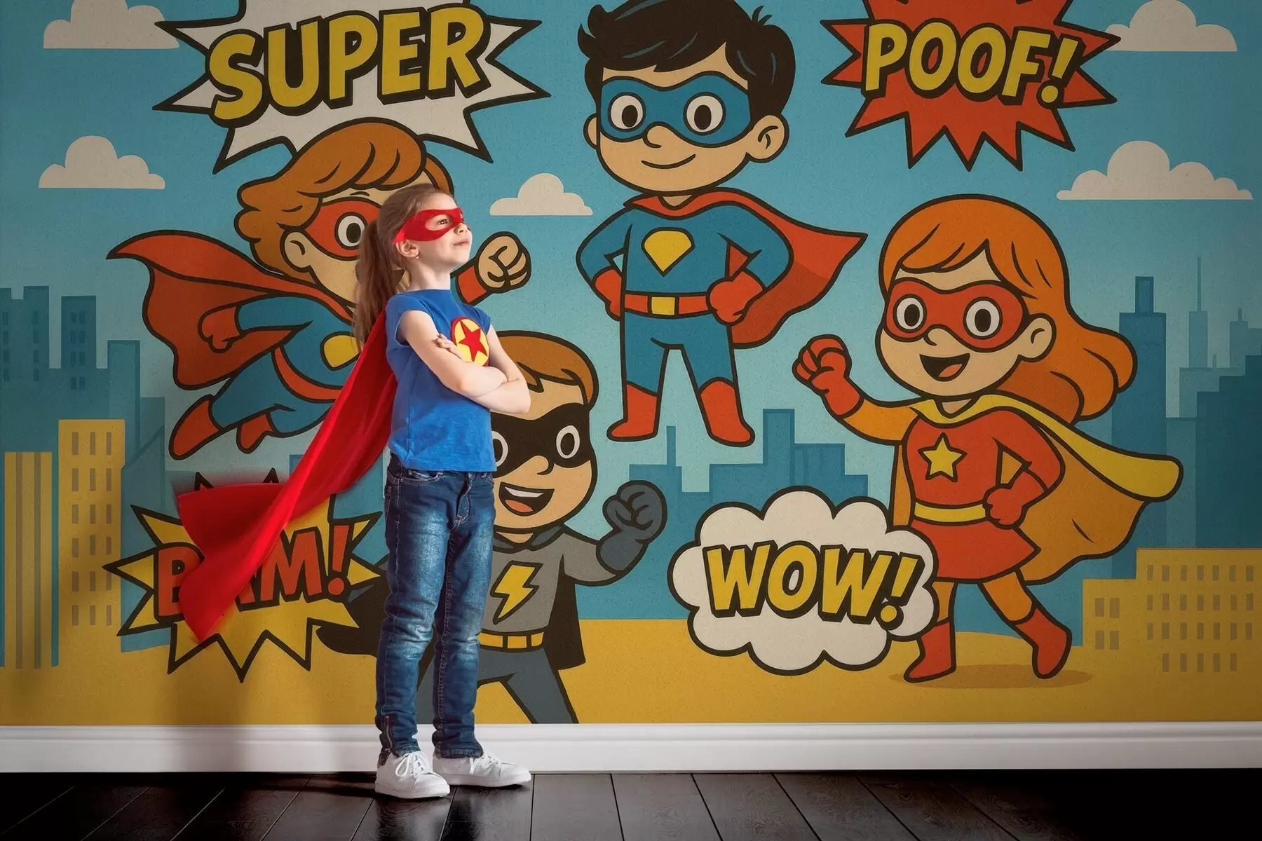zidne murale smiješni superheroji u stilu stripova w04625