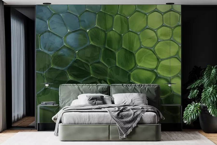 zidne murale Lišće kroz stakleno saće w04667