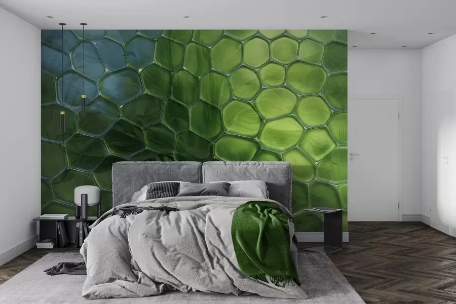 zidne murale Lišće kroz stakleno saće w04667