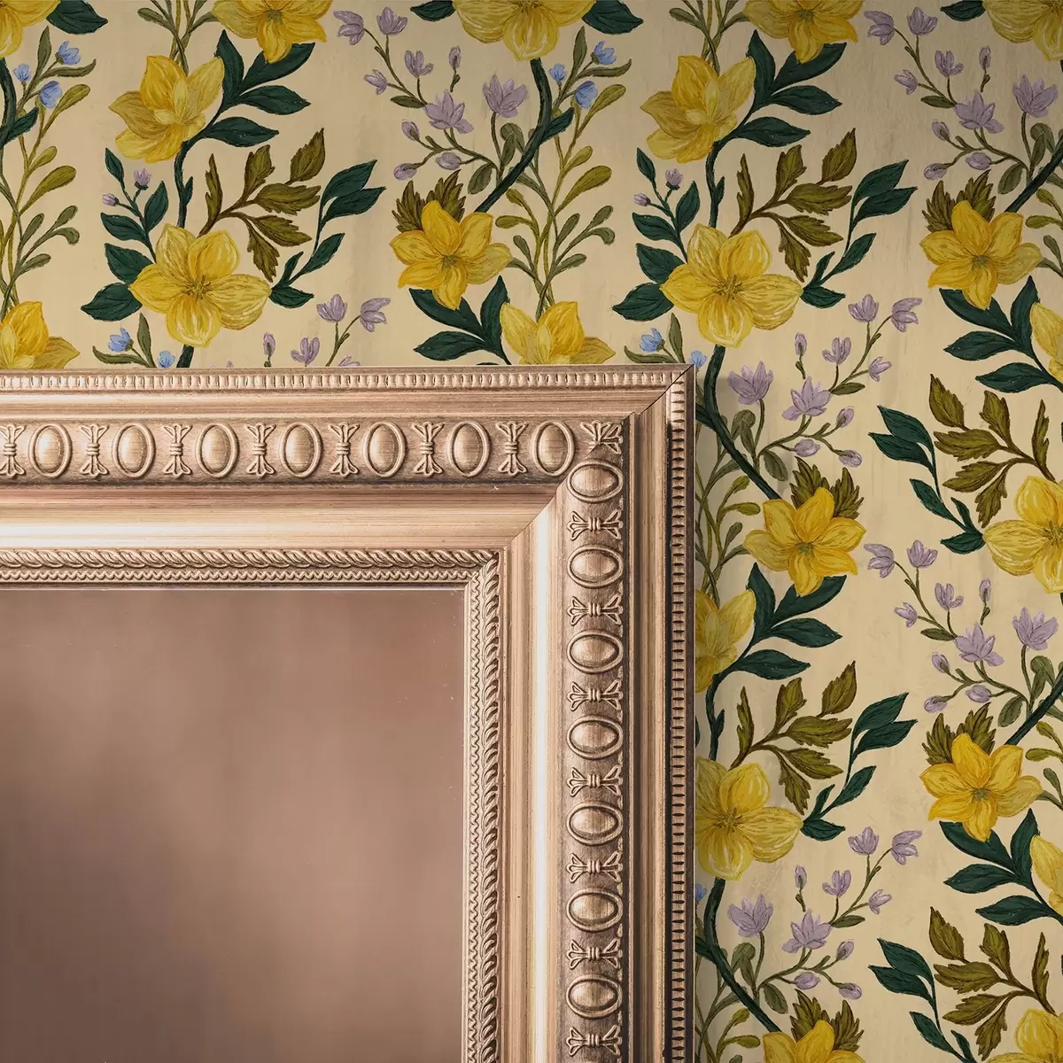 Pozadina Žuto cvijeće u vertikalnim vijencima na krem pozadini a00632