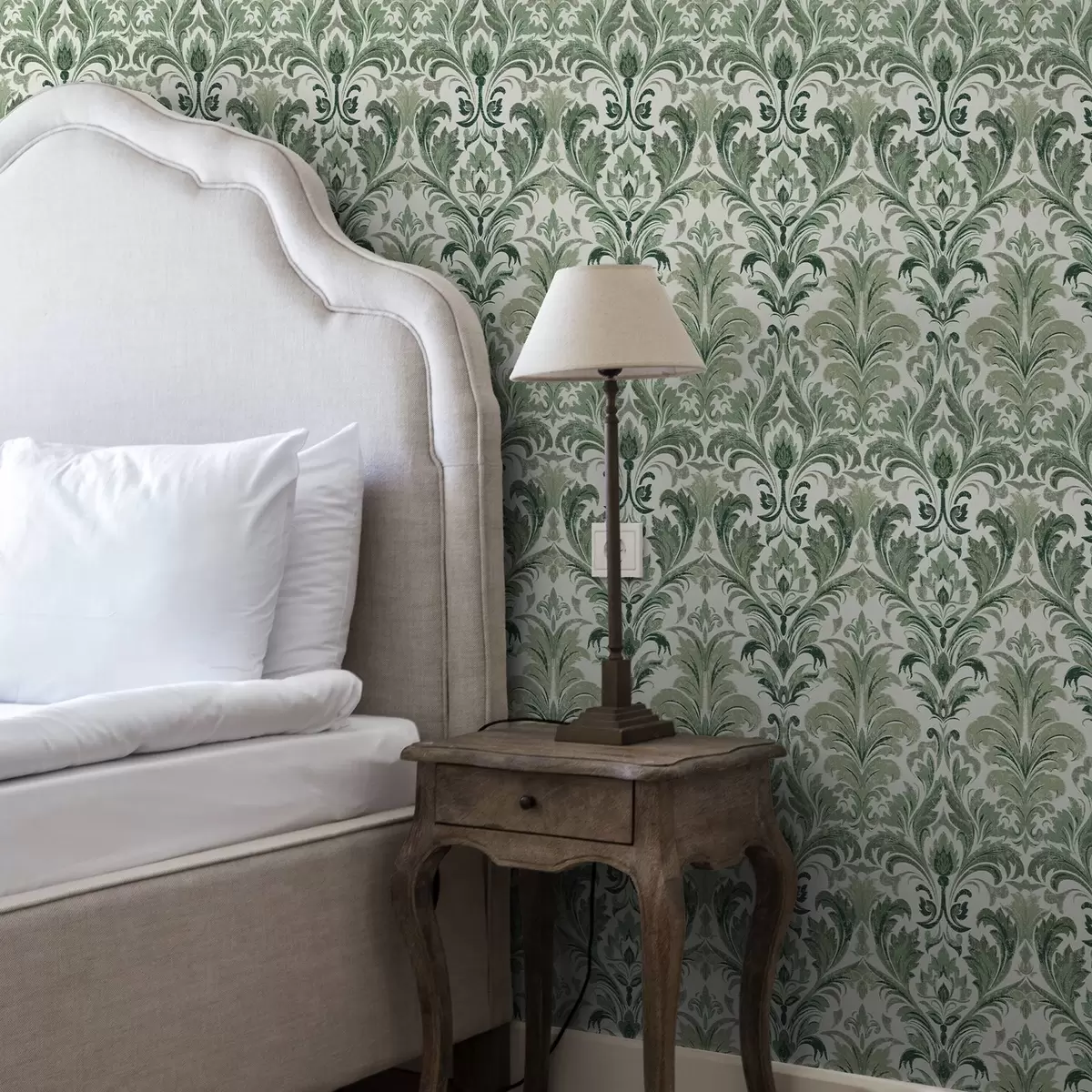 Pozadina Zeleni damast s reljefnom teksturom na svijetloj pozadini a00692