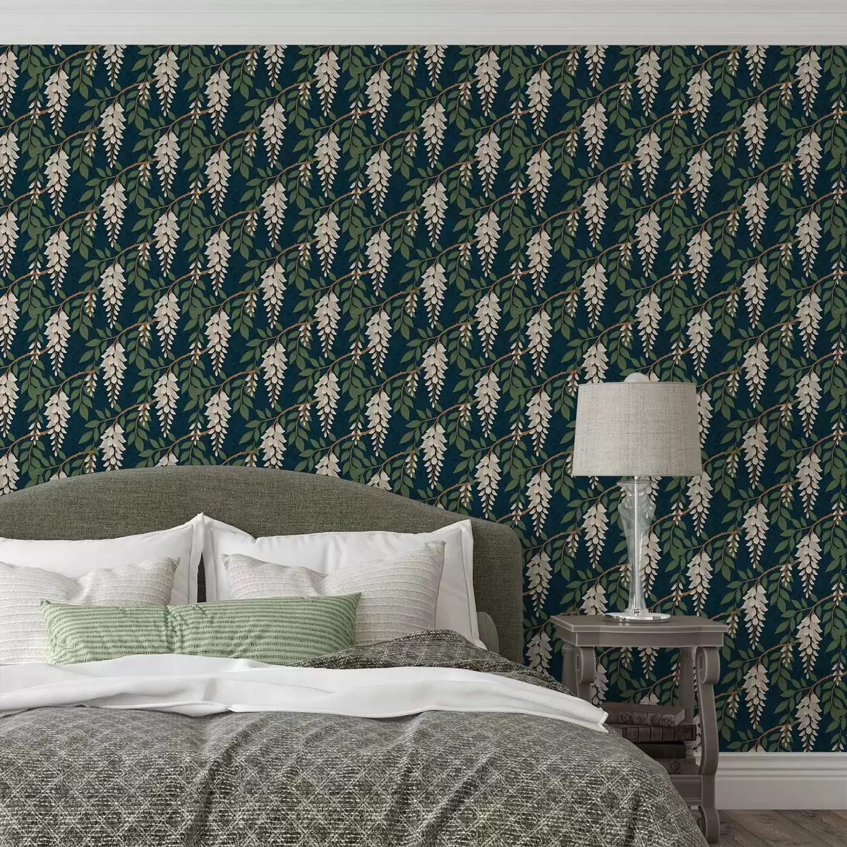 Pozadina Bjelokostna glicinija na tamnoplavoj pozadini a00694v1