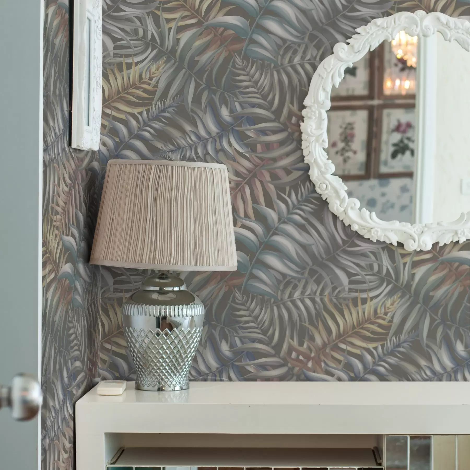 zidne murale Slojevito palmino lišće u prigušenim tonovima a00789