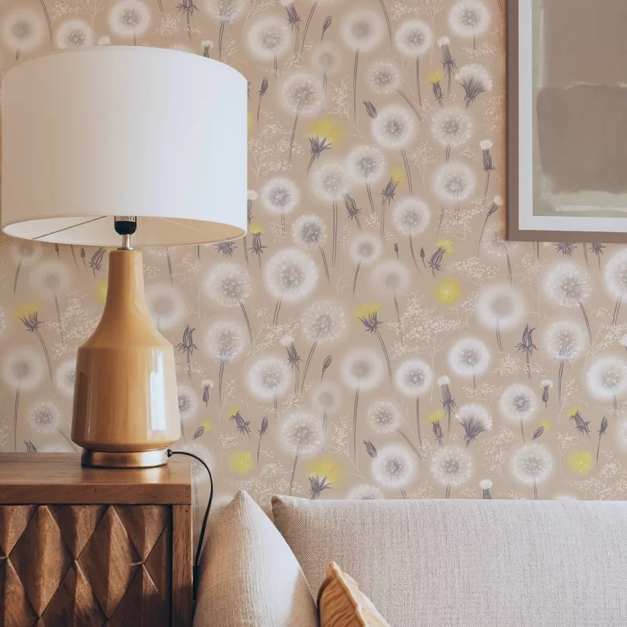 zidne murale Maslačak i sjemenke na pozadini breskve a00790v1