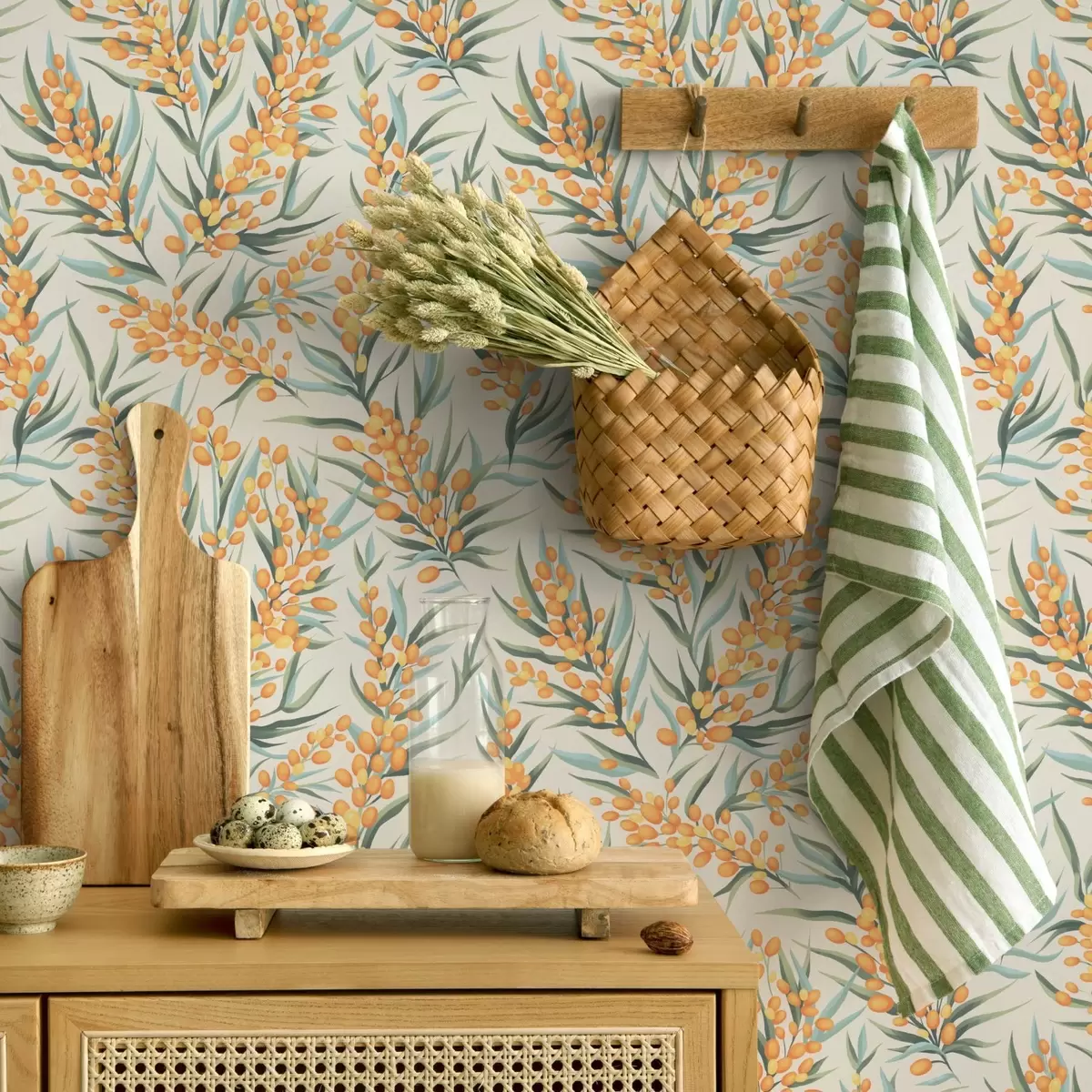 Pozadina Grane krkavine s narančastim bobicama, svijetla pozadina a00792