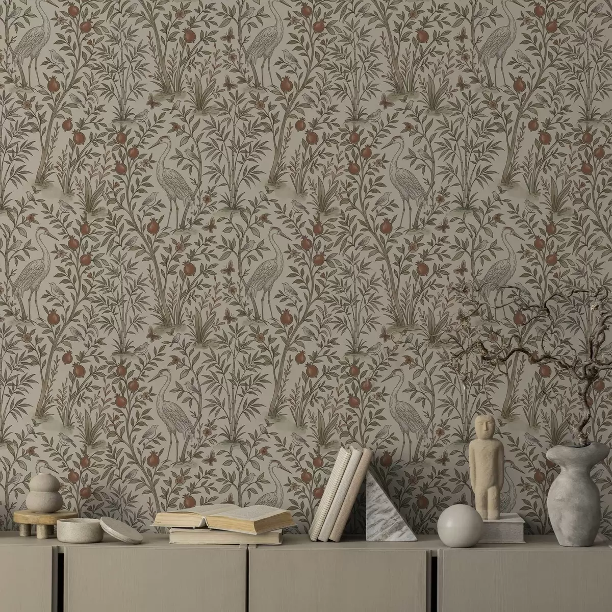 Pozadina Ptice među stablima nara u prirodnom okruženju a00699