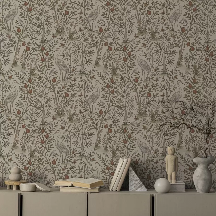 zidne murale Ptice među stablima nara u prirodnom okruženju a00699