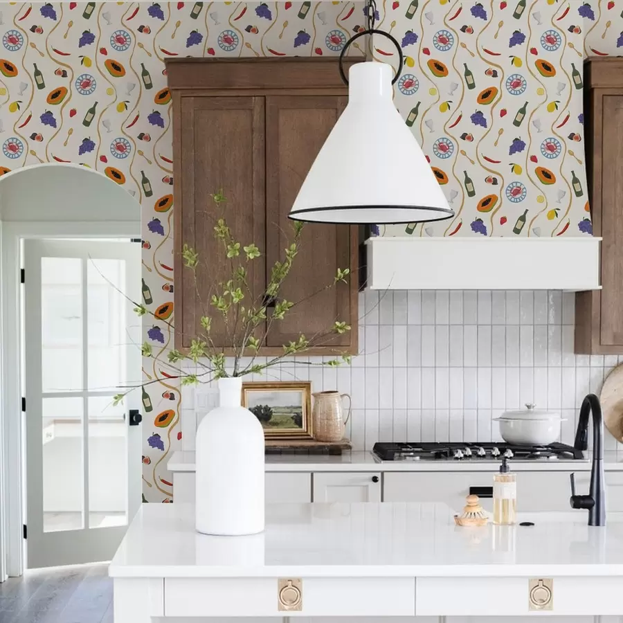 zidne murale Boce, papaja, limuni i začini na svijetloj pozadini a00802