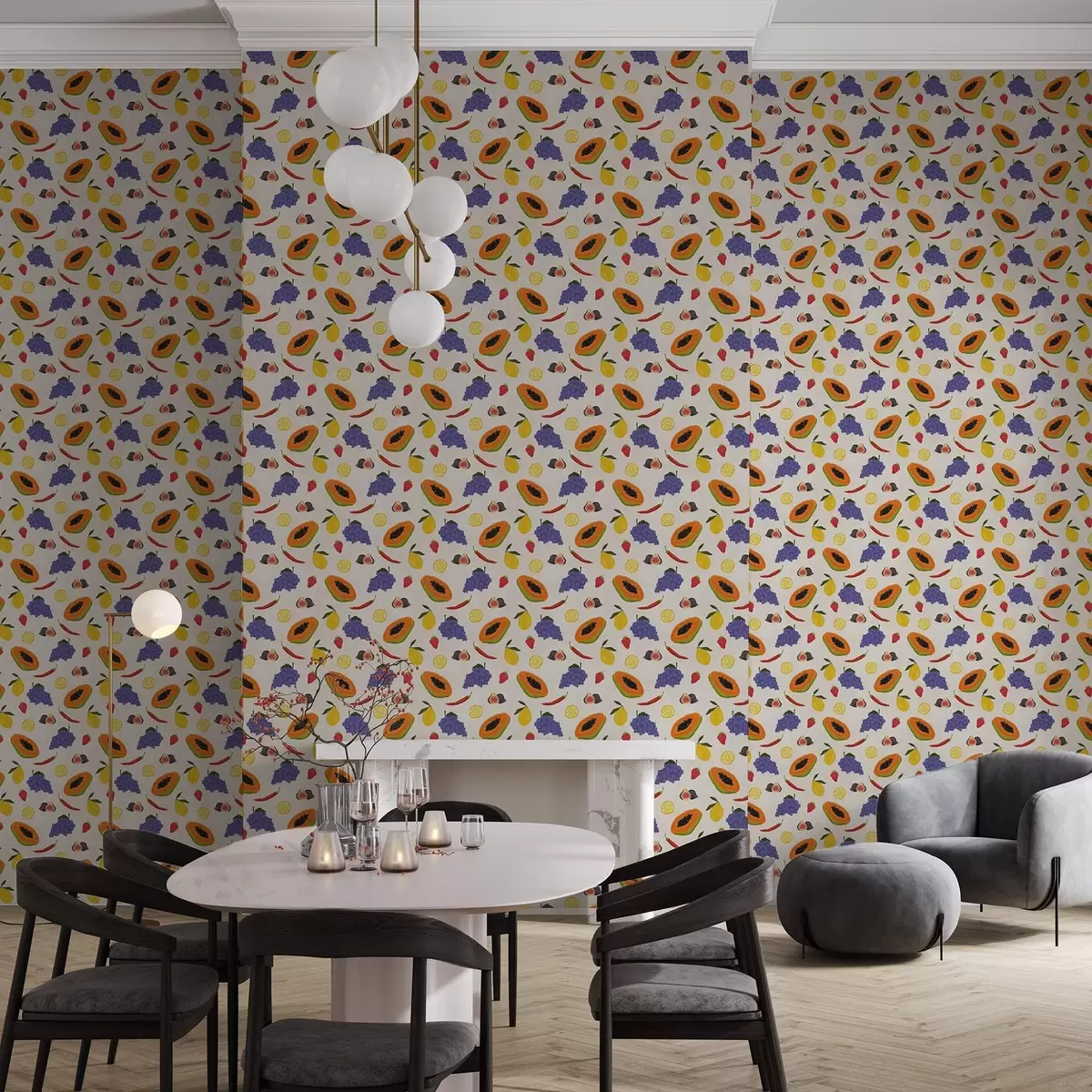 Pozadina Papaja, grožđe i limuni - živahna voćna mješavina a00803