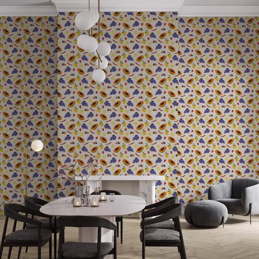 zidne murale Papaja, grožđe i limuni - živahna voćna mješavina a00803