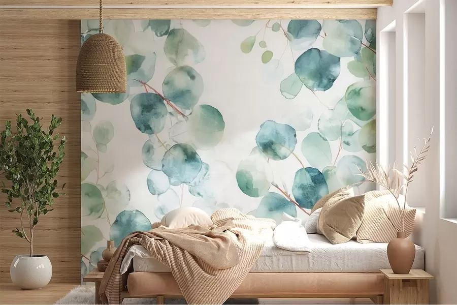 zidne murale Akvarel s listovima eukaliptusa w04690