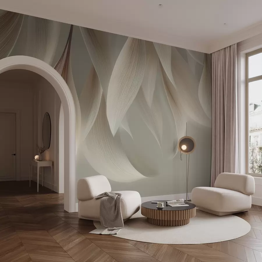 zidne murale Viseće lišće sa stiliziranim obrisom w04706