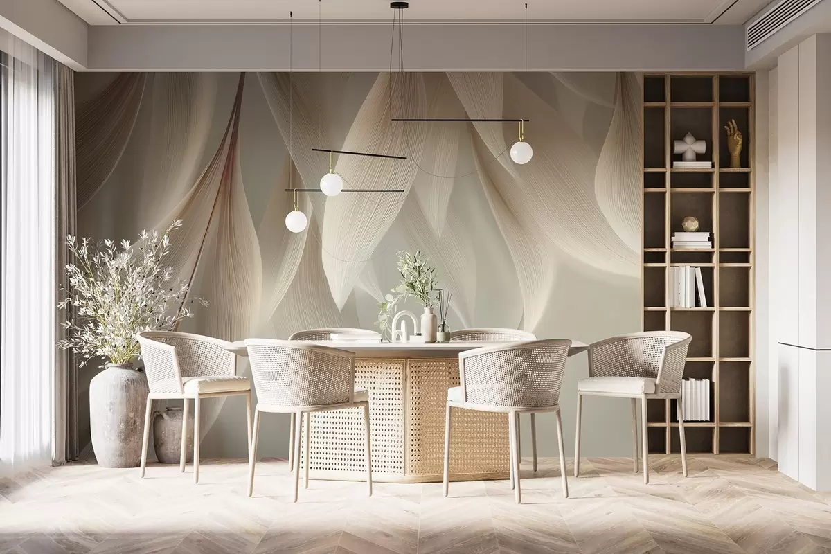 zidne murale Viseće lišće sa stiliziranim obrisom w04706