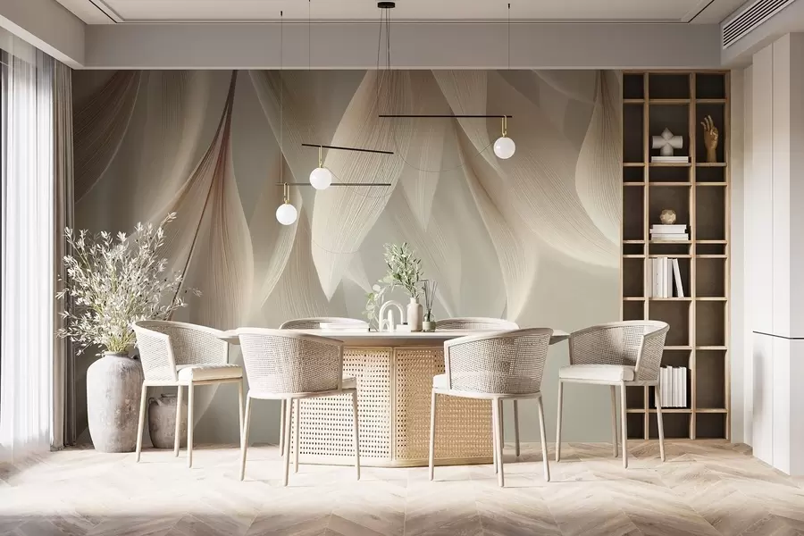 zidne murale Viseće lišće sa stiliziranim obrisom w04706