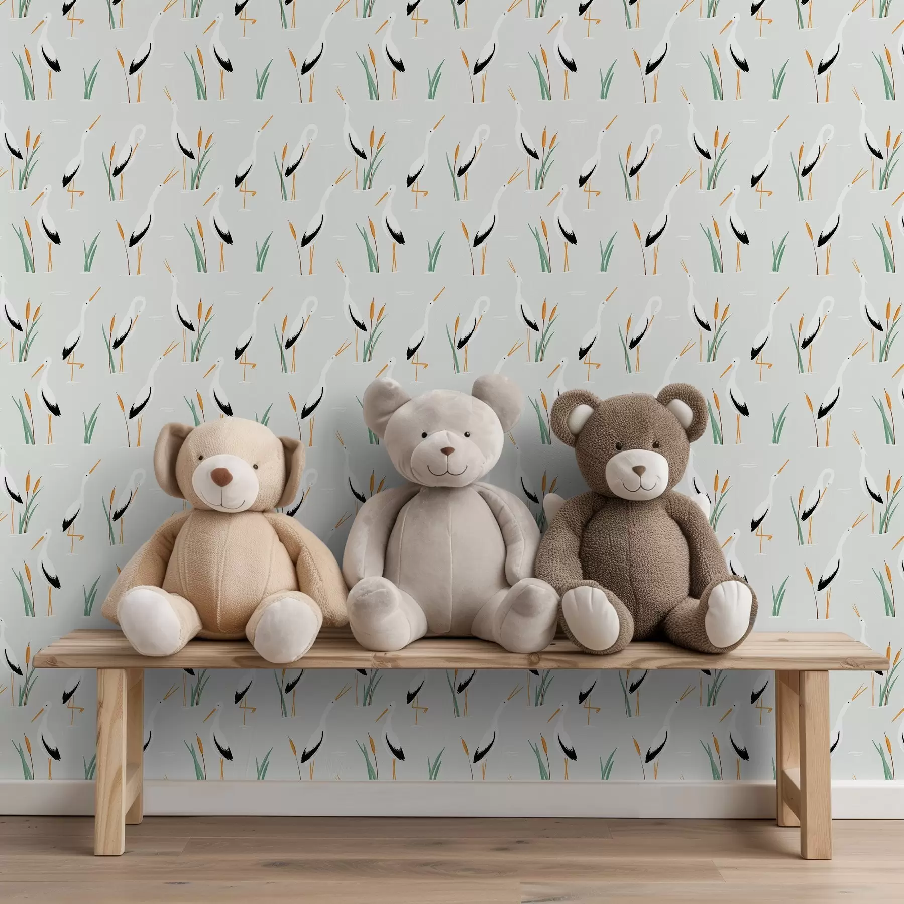 zidne murale Čaplje među trskom na svijetloj pozadini a00650v2