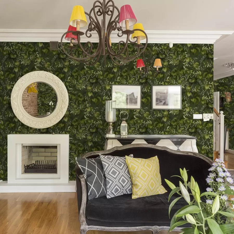 zidne murale Gusto zeleno lišće na tamnozelenoj pozadini a00805