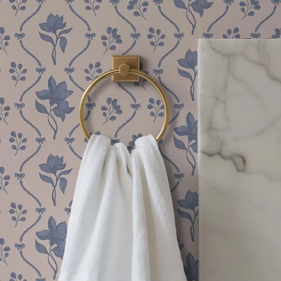 zidne murale Mali cvjetovi i vrpce u plavim i ružičastim nijansama a00808v3