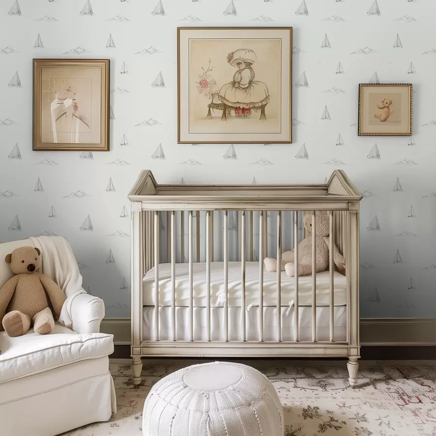 zidne murale Skicirajte jahte i otoke, svijetla pozadina a00654v2