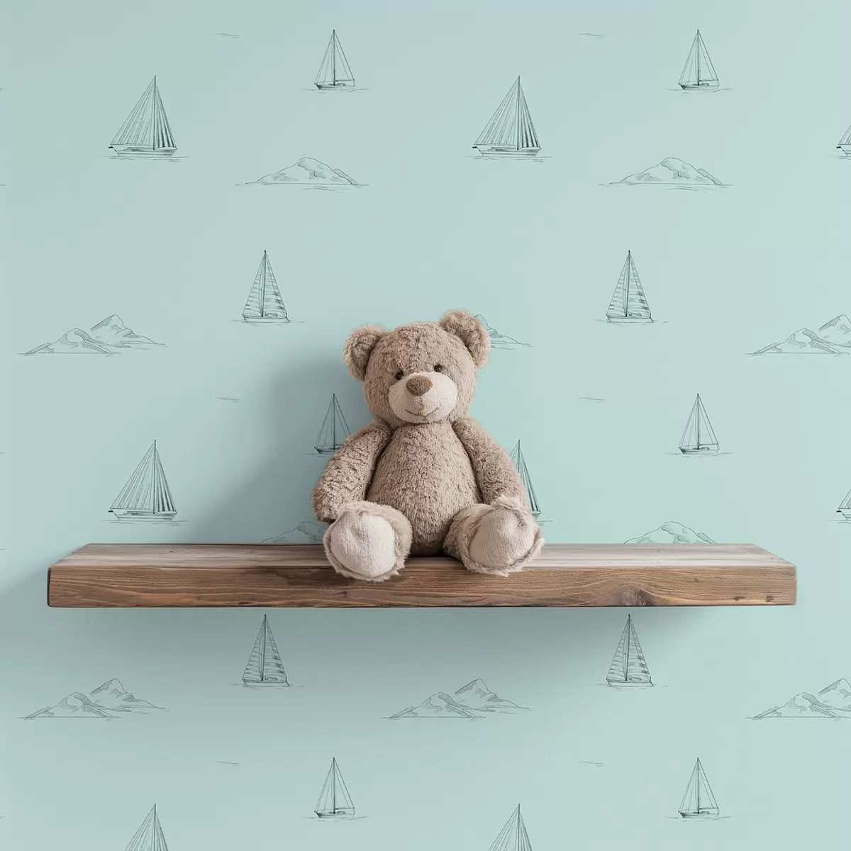 Pozadina Skicirajte jahte i otoke, mint zelena pozadina a00654v4