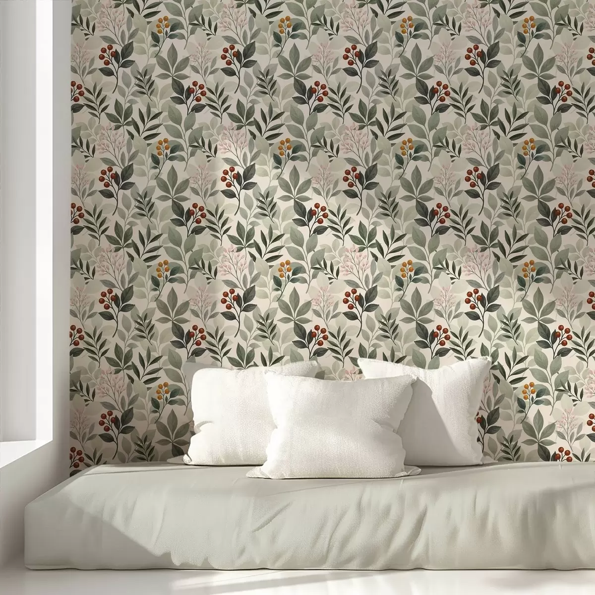 Pozadina Lišće s bobicama, svijetla pozadina a00713