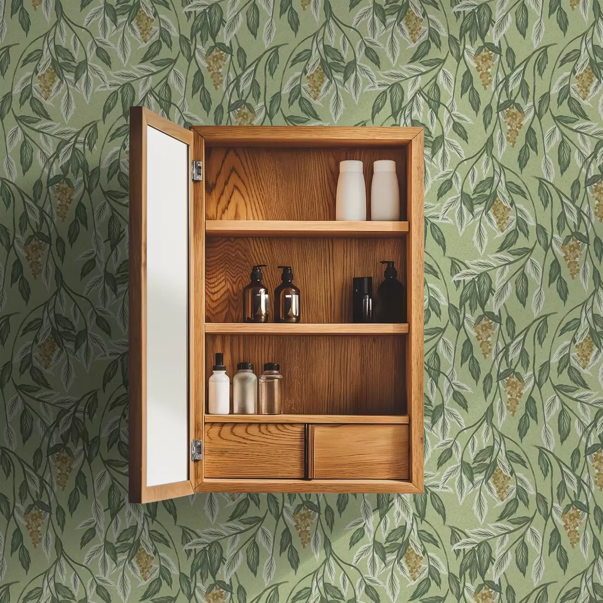 Pozadina Grane s grozdovima bobica na zelenoj pozadini a00734