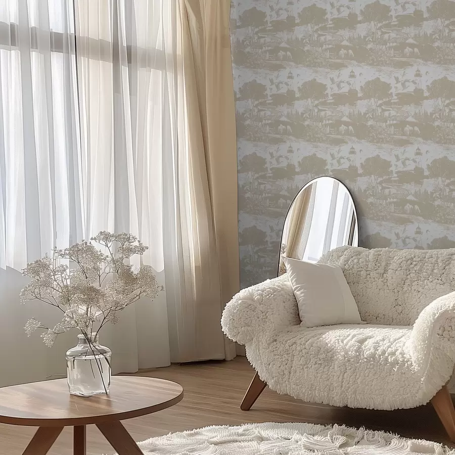 zidne murale Prizor sa svjetionikom, drvećem i kućama u Sieni a00739