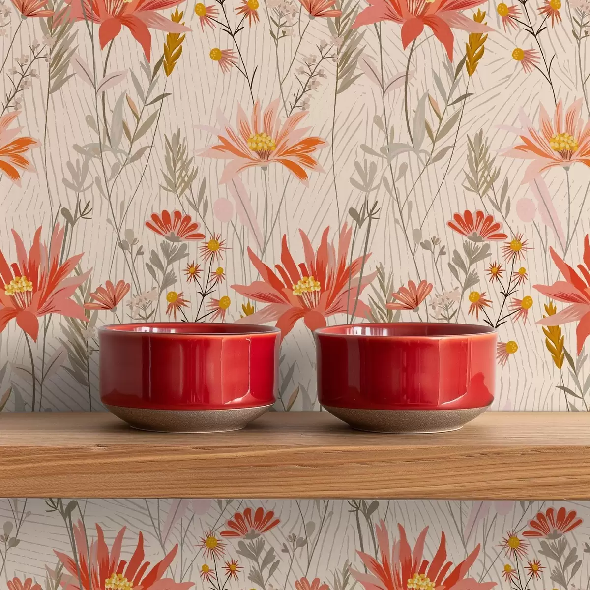 Pozadina Divlje cvijeće u toplim tonovima na bež pozadini a00751