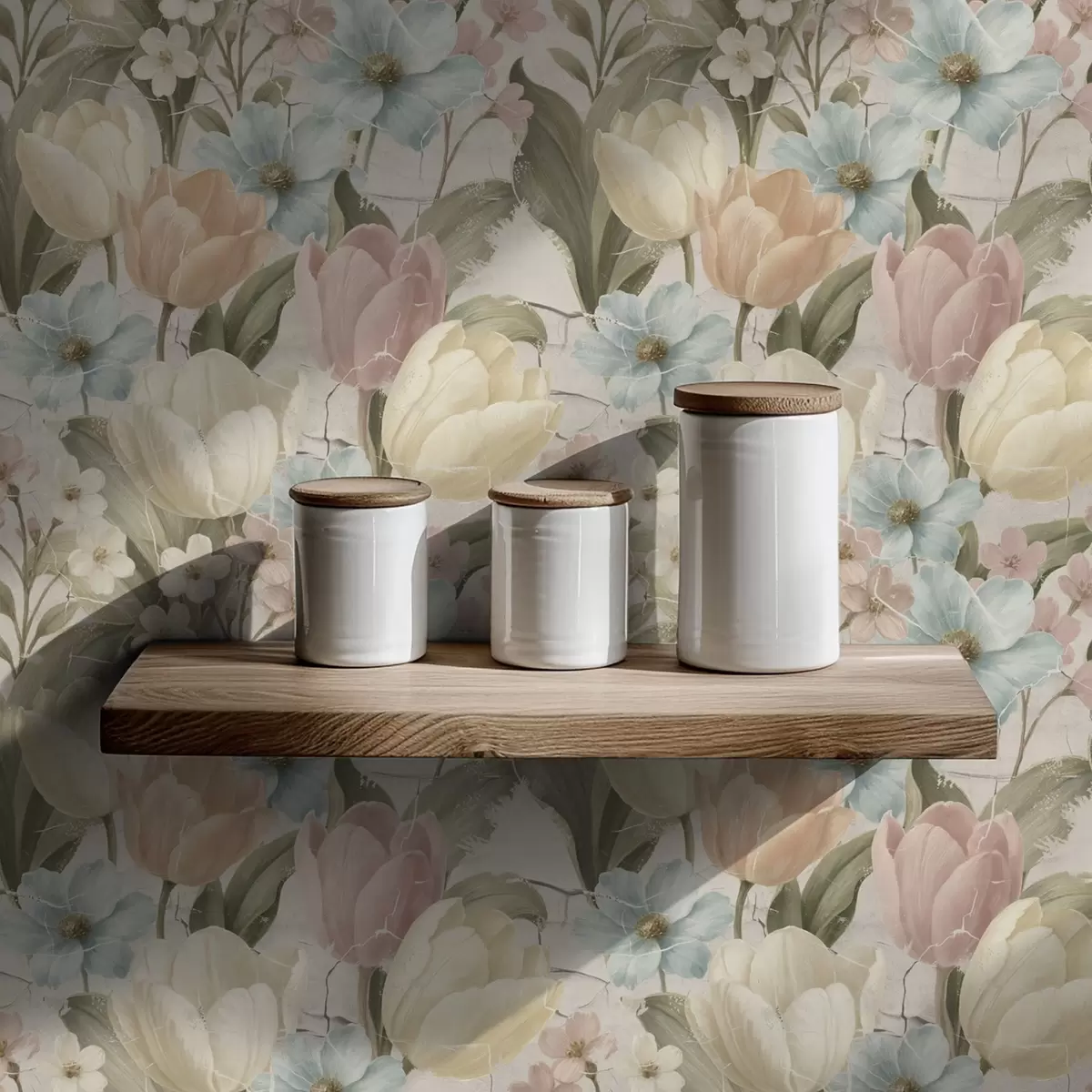 Pozadina Pastelni tulipani i cvijeće na svijetloj ispucaloj pozadini a00756