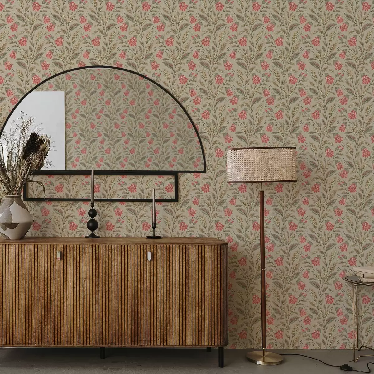 Pozadina Mali cvjetovi sa zvončićima u ružičasto-zelenoj paleti a00760