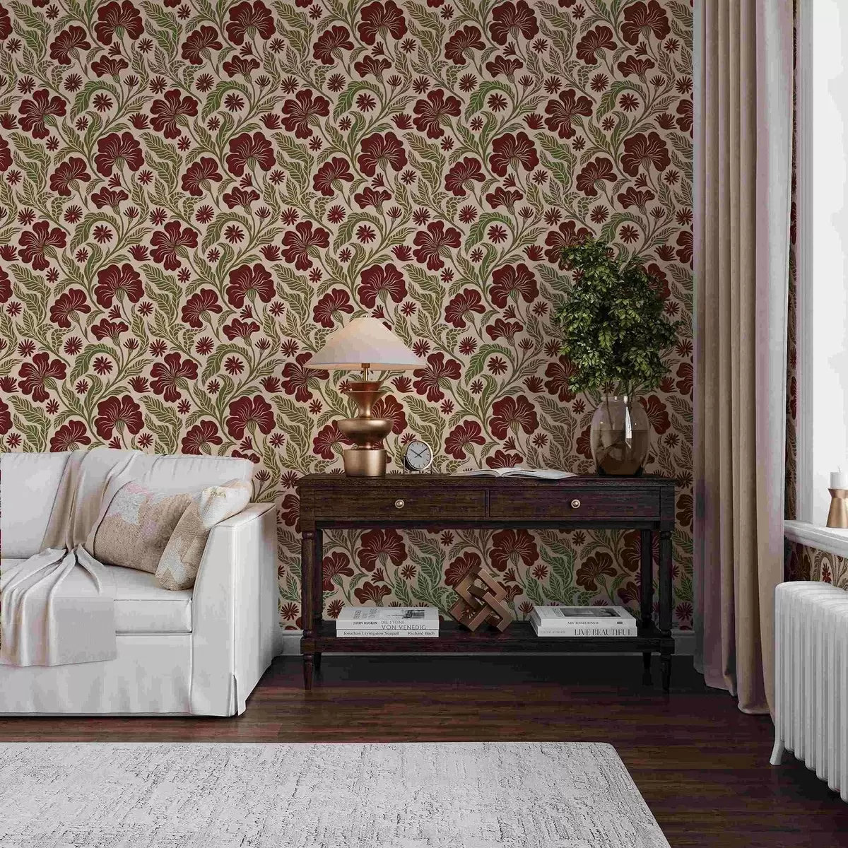 Pozadina Bordo cvijeće sa zelenim lišćem na svijetloj pozadini a00761